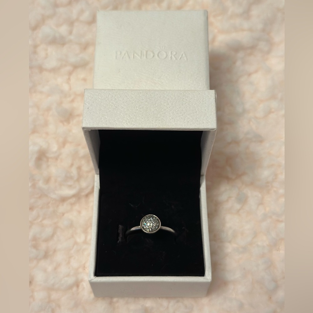 Pandora Silver Ring with Sparkling Stone
